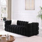 Black Marshmallow Bouclé Sofa | Sculptural 84-Inch 3-Seater