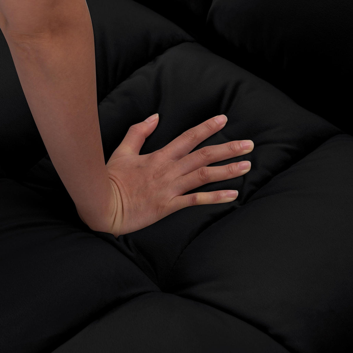 Black Velvet 74-Inch Convertible Futon Sofa Bed