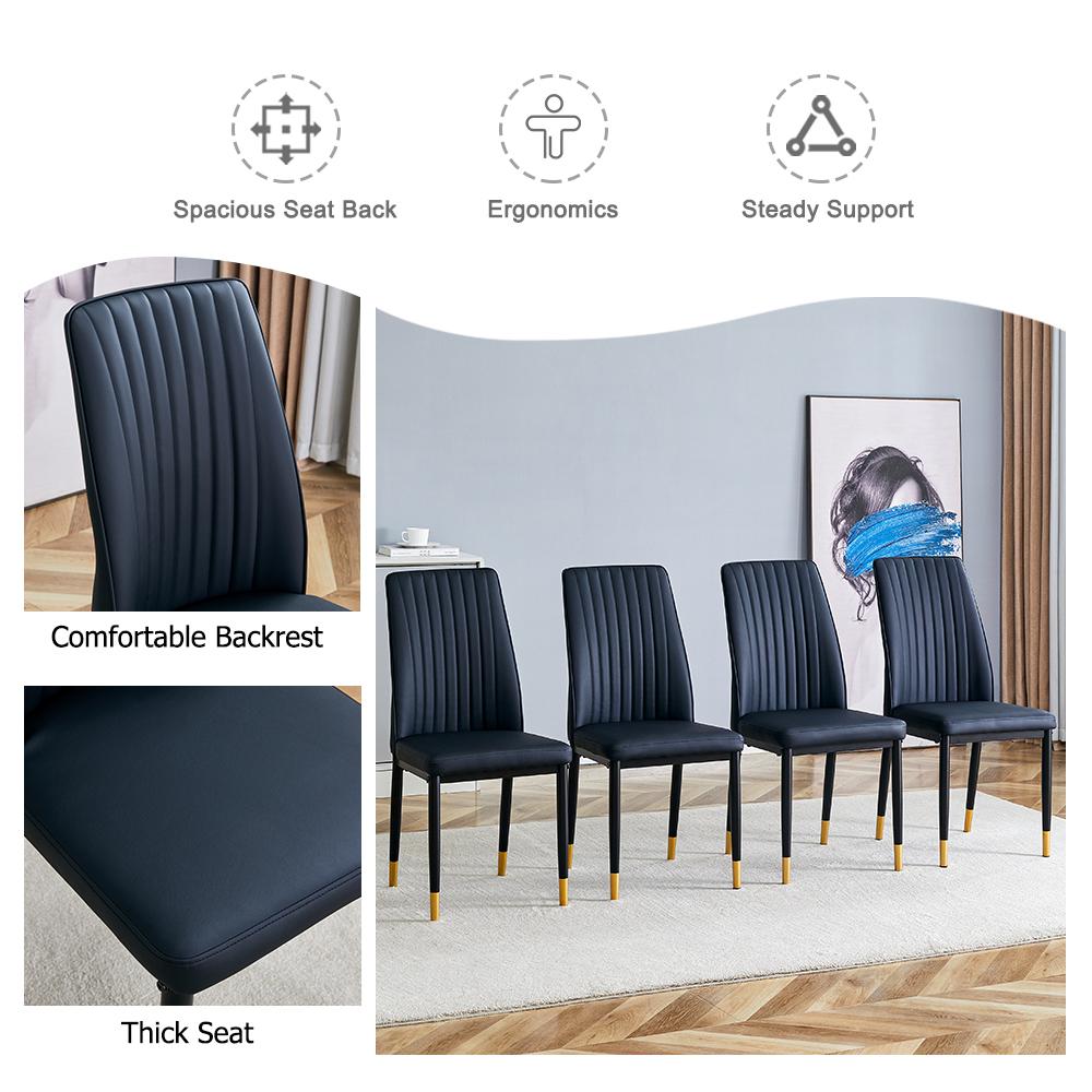 Black High-Back Upholstered Dining Chairs — Set of 4