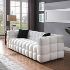 Ivory Marshmallow Bouclé Sofa | Sculptural 84-Inch 3-Seater