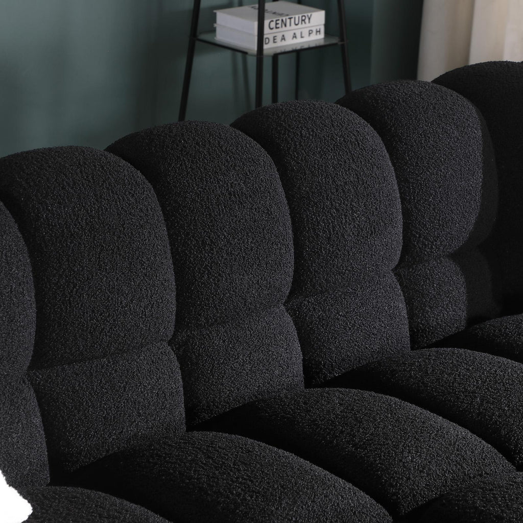 Black Marshmallow Bouclé Sofa | Sculptural 84-Inch 3-Seater