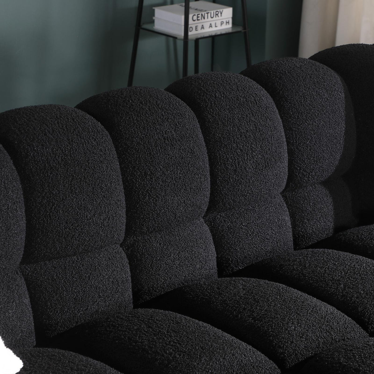 Black Marshmallow Bouclé Sofa | Sculptural 84-Inch 3-Seater