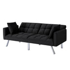 Black Velvet 74-Inch Convertible Futon Sofa Bed