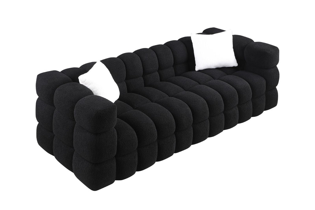 Black Marshmallow Bouclé Sofa | Sculptural 84-Inch 3-Seater