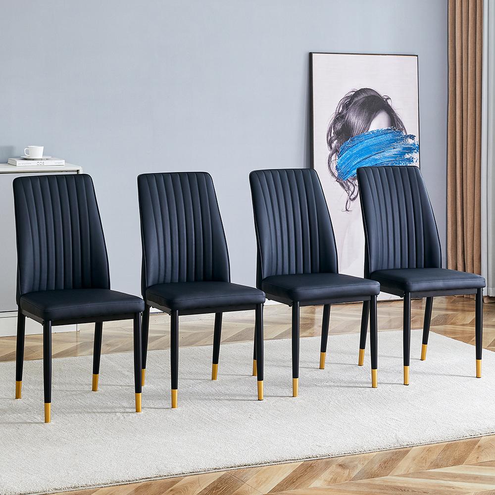 Black High-Back Upholstered Dining Chairs — Set of 4