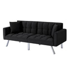 Black Velvet 74-Inch Convertible Futon Sofa Bed