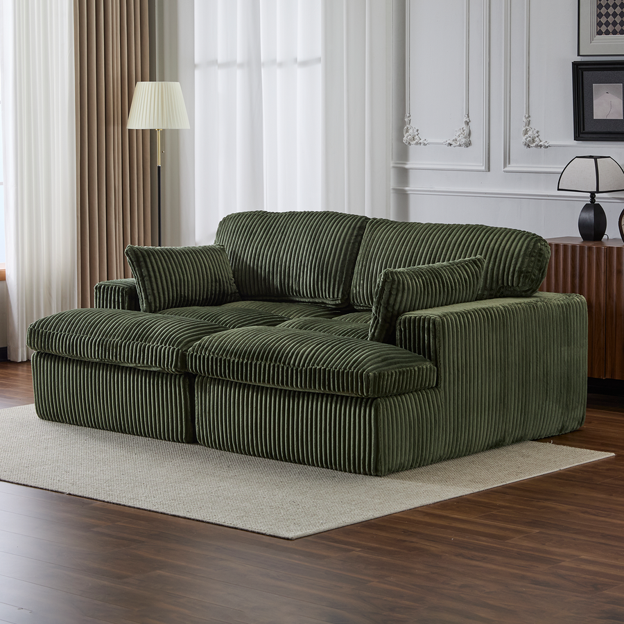 Double Chaise Lounge Chair Indoor,Oversized Upholstered Sleeper Cloud Couch,Deep Seat Luxury Sofa Bed,Sectional Sofa Chaise Love-seat,Corduroy Reading