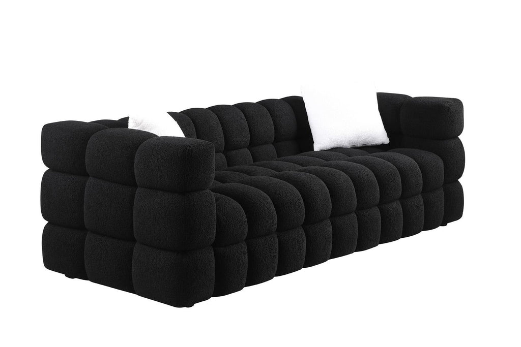 Black Marshmallow Bouclé Sofa | Sculptural 84-Inch 3-Seater