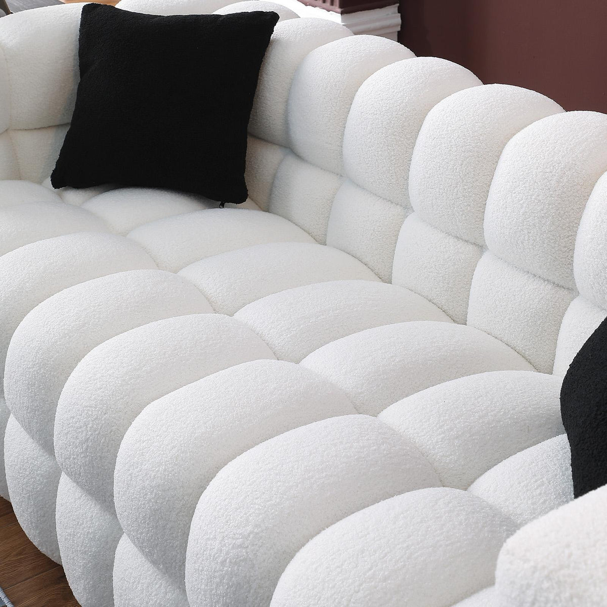 Ivory Marshmallow Bouclé Sofa | Sculptural 84-Inch 3-Seater