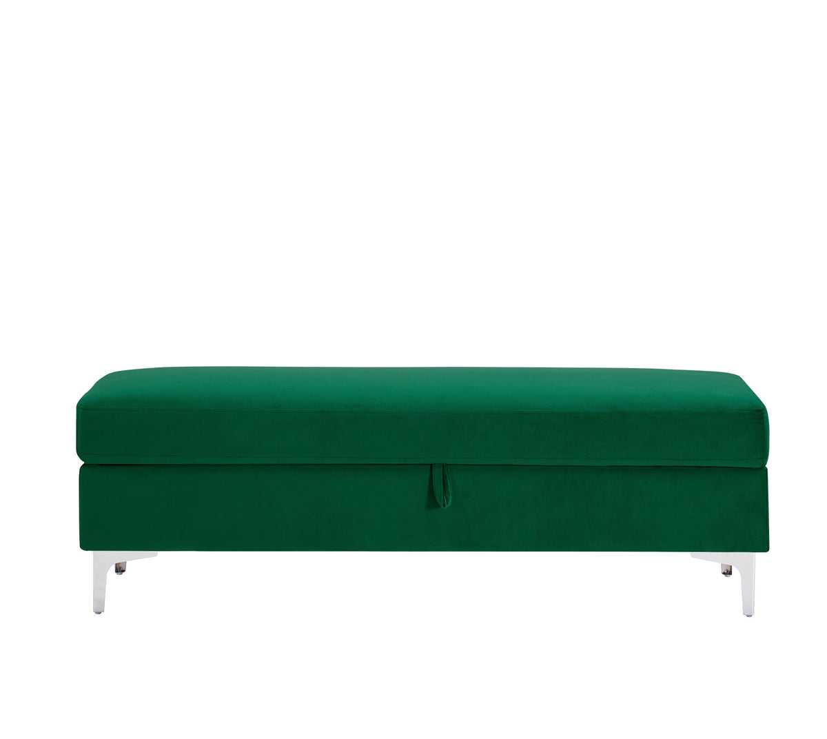 Forest Green Upholstered Storage Bench | Two-Seater