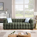 Olive Marshmallow Bouclé Sofa | Sculptural 84-Inch 3-Seater