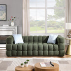 Olive Marshmallow Bouclé Sofa | Sculptural 84-Inch 3-Seater