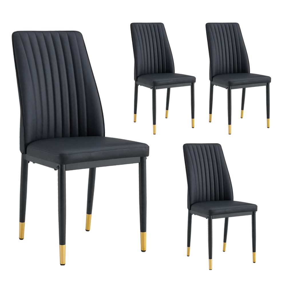 Black High-Back Upholstered Dining Chairs — Set of 4
