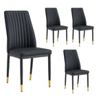 Black High-Back Upholstered Dining Chairs — Set of 4