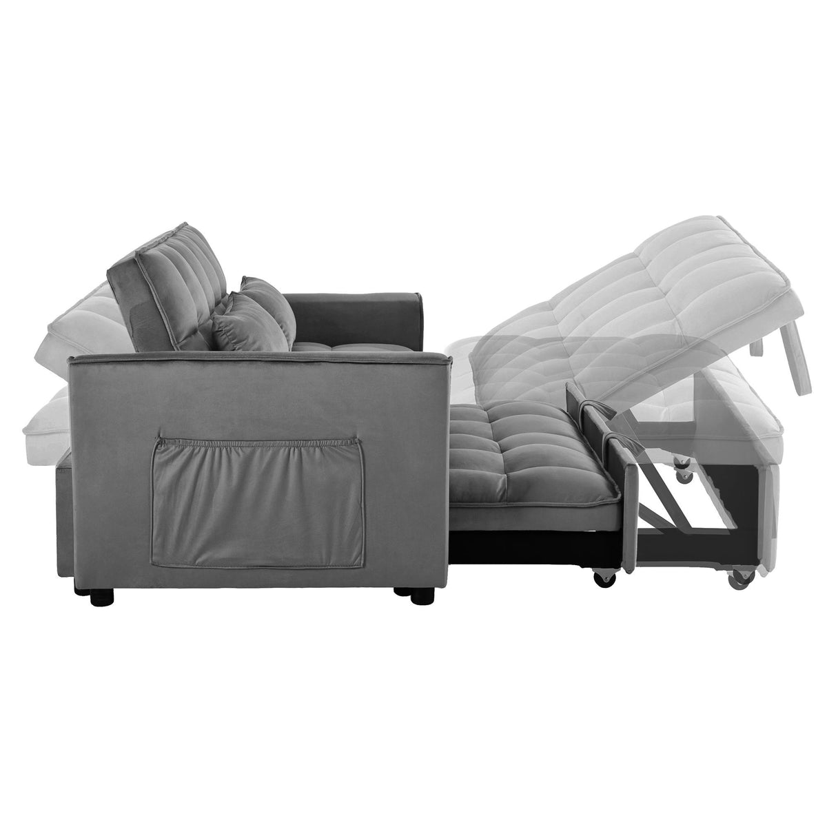 Dark Gray 3-in-1 Pull-Out Sleeper Loveseat