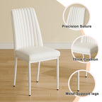 White High-Back Upholstered Dining Chairs — Set of 4
