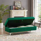 Forest Green Upholstered Storage Bench | Two-Seater