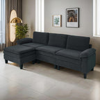 Dark Gray Teddy Modular 3-Seater Sofa with Ottoman