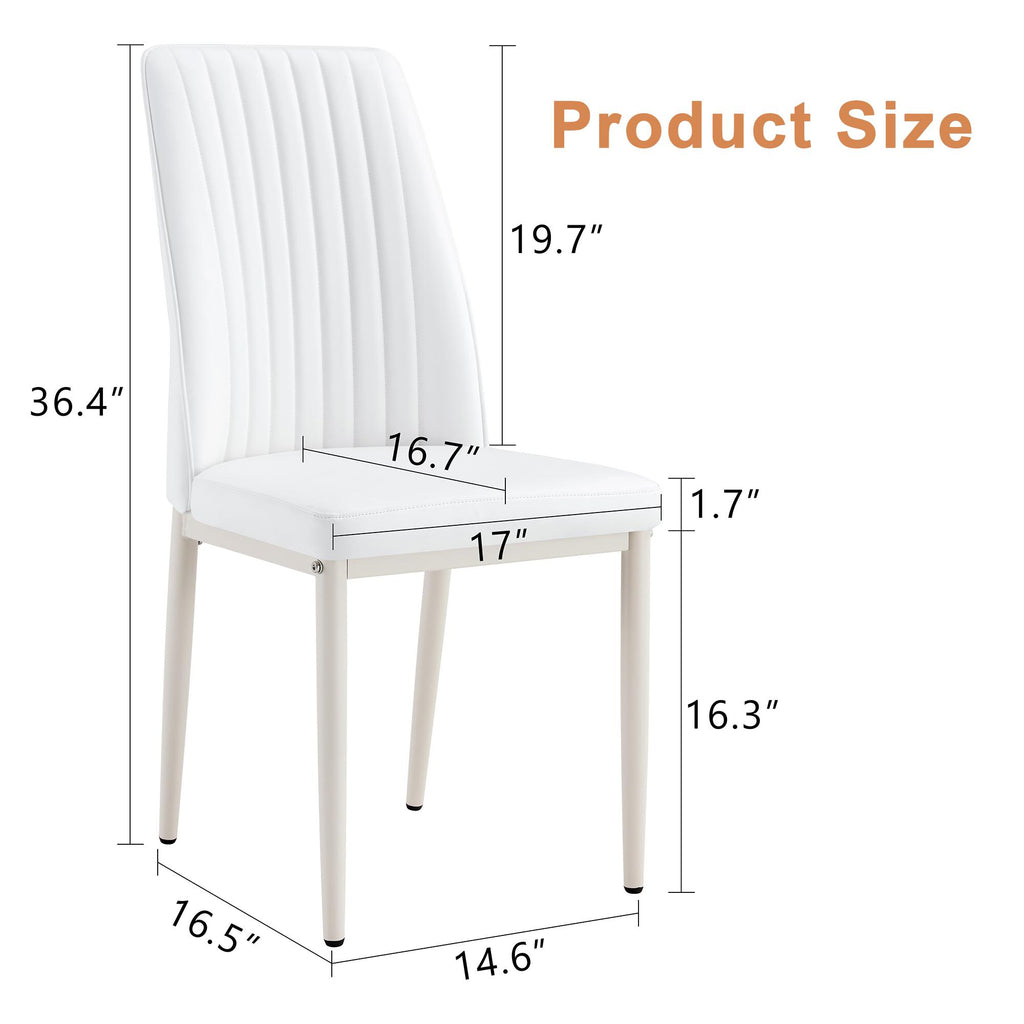 White High-Back Upholstered Dining Chairs — Set of 4