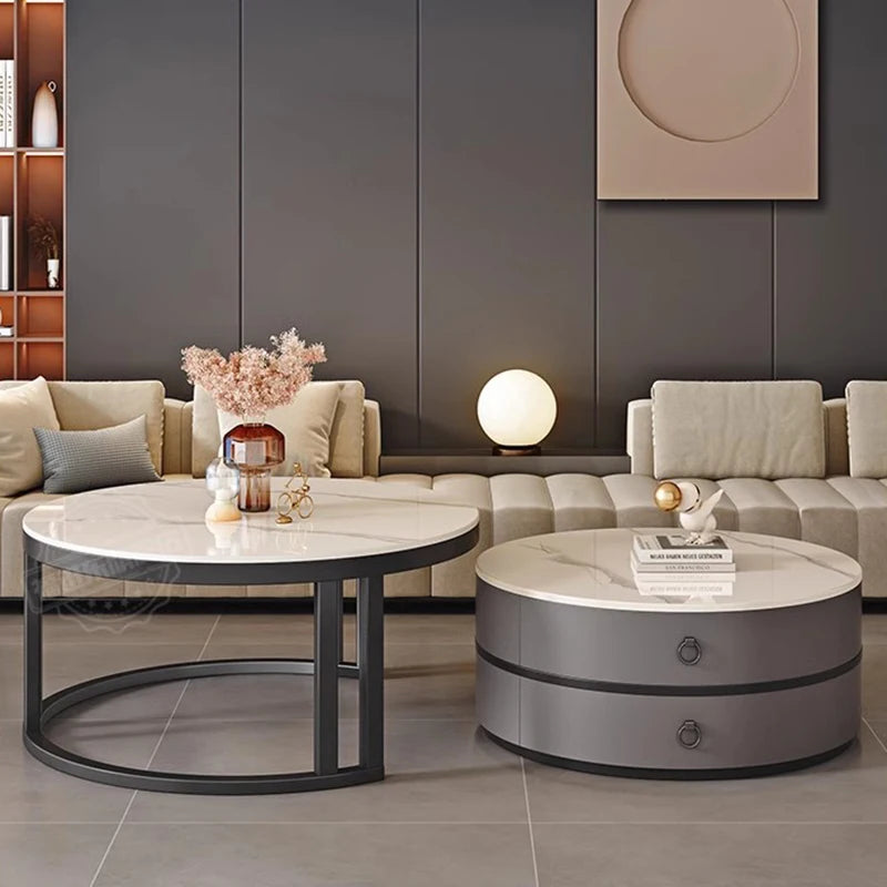 Modern Round Coffee Tables Metal Nordic Glam Minimalist Coffee Tables Simple Decor Mesa Auxiliar Salon Living Room Furniture