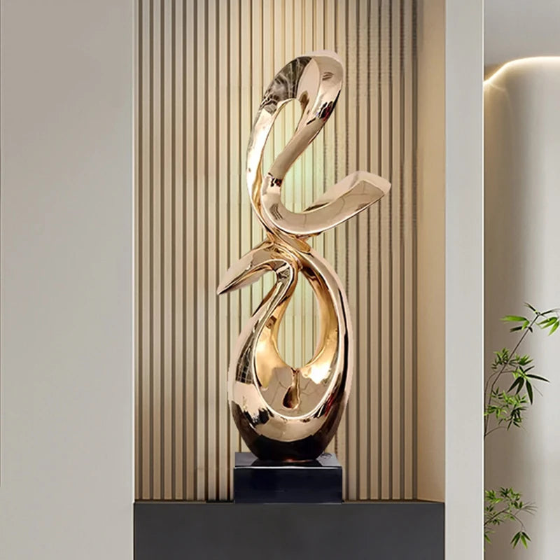 Large Modern Abstract Art Resin Sculpture, Luxury Living Room Decorations, Hotel Entrance Office Desktop Decoration, Home Decor