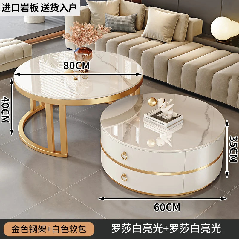 Modern Round Coffee Tables Metal Nordic Glam Minimalist Coffee Tables Simple Decor Mesa Auxiliar Salon Living Room Furniture