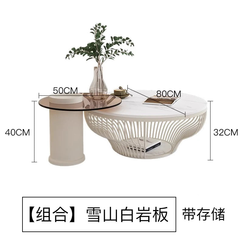 Korea Design Coffee Table Storage Simple India Bedroom White Round Coffee Table Wood Japanese Mesa Centro Salon Home Furniture