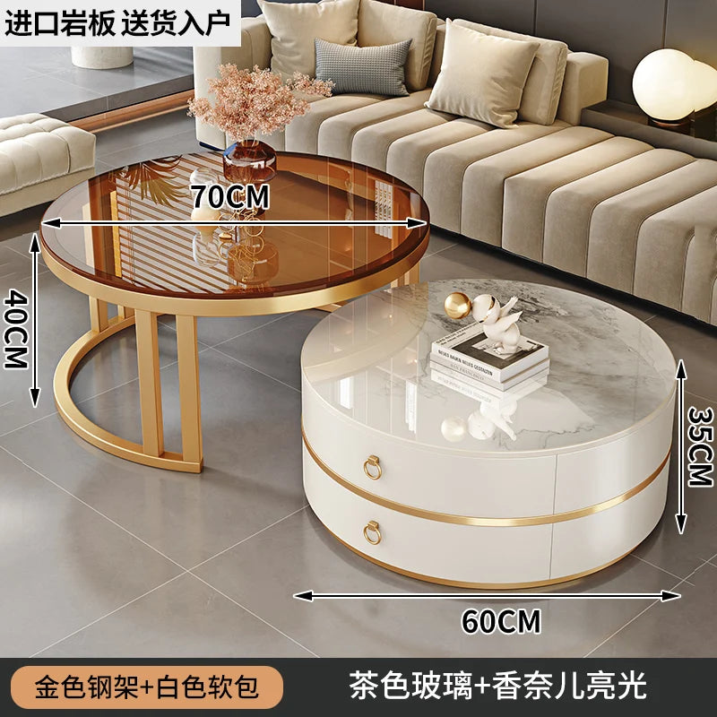 Modern Round Coffee Tables Metal Nordic Glam Minimalist Coffee Tables Simple Decor Mesa Auxiliar Salon Living Room Furniture