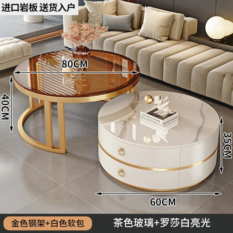 Modern Round Coffee Tables Metal Nordic Glam Minimalist Coffee Tables Simple Decor Mesa Auxiliar Salon Living Room Furniture