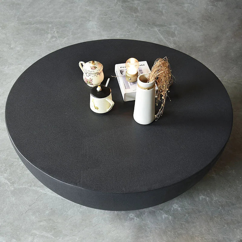 Custom Round Coffee Table Made of Cement with A Minimalist Nordic Style, Suitable for Living Rooms, Study Rooms, and Offices.