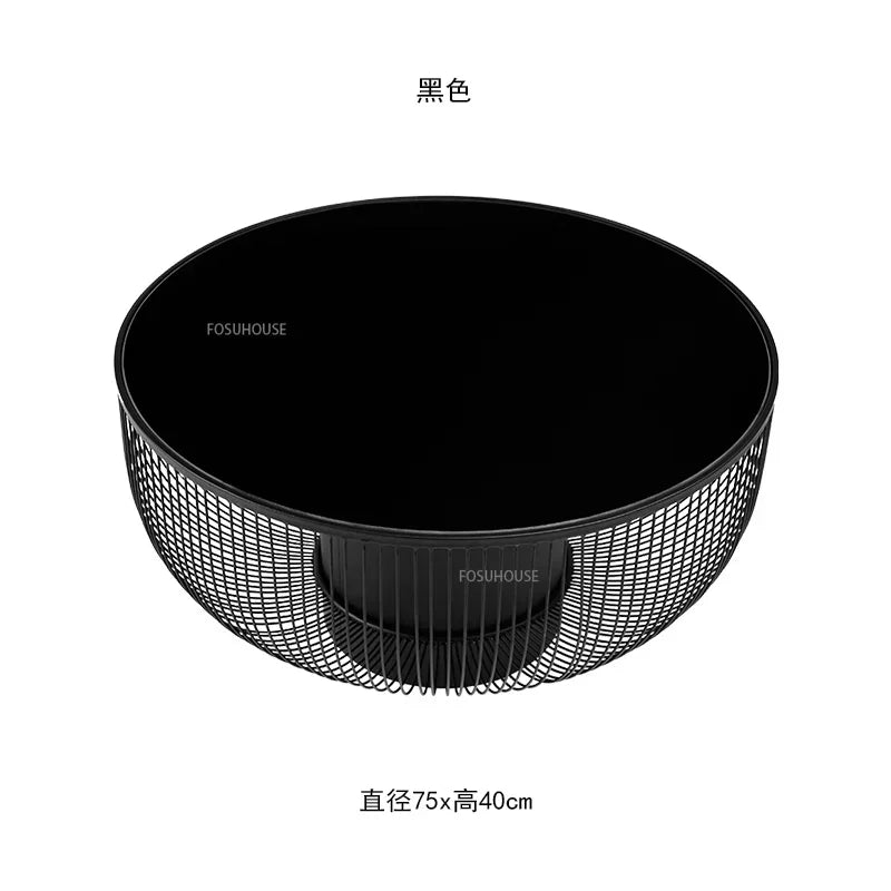 Nordic Creative Design Metal Round Coffee Table Wrought Iron Coffee Tables for Home Living Room Furniture Black Side Table