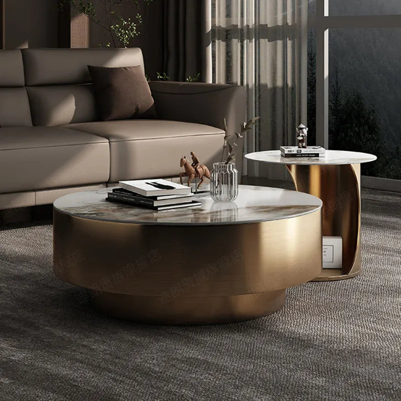 Modern Design Coffee Table Luxury Nordic Round Italian Gold Side Table Living Room Center White Meubles De Salon Home Furniture