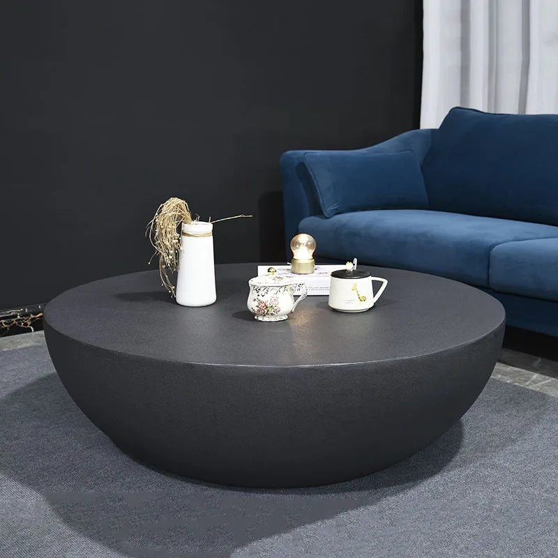 Custom Round Coffee Table Made of Cement with A Minimalist Nordic Style, Suitable for Living Rooms, Study Rooms, and Offices.