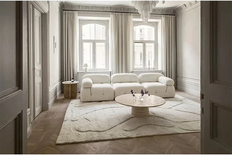 Natural travertine coffee table living room sofa round luxury stone coffee table designer light luxury minimalist wabi **** wind