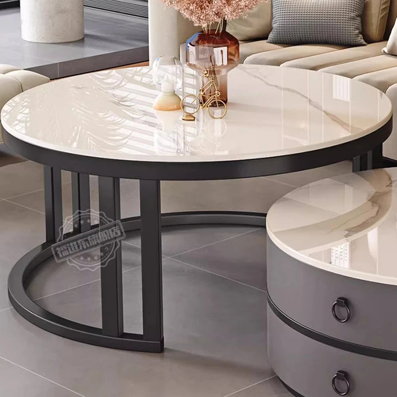 Modern Round Coffee Tables Metal Nordic Glam Minimalist Coffee Tables Simple Decor Mesa Auxiliar Salon Living Room Furniture