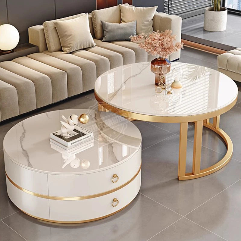 Modern Round Coffee Tables Metal Nordic Glam Minimalist Coffee Tables Simple Decor Mesa Auxiliar Salon Living Room Furniture