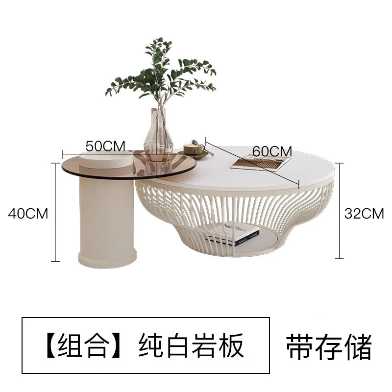 Korea Design Coffee Table Storage Simple India Bedroom White Round Coffee Table Wood Japanese Mesa Centro Salon Home Furniture