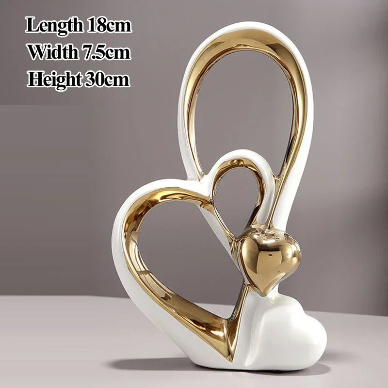 Zhaocai-Creative Love and Sailboat Shaped Ceramic Art Home Decoration Living Room Dining Table TV Cabinet Gift Light Luxury, 1Pc