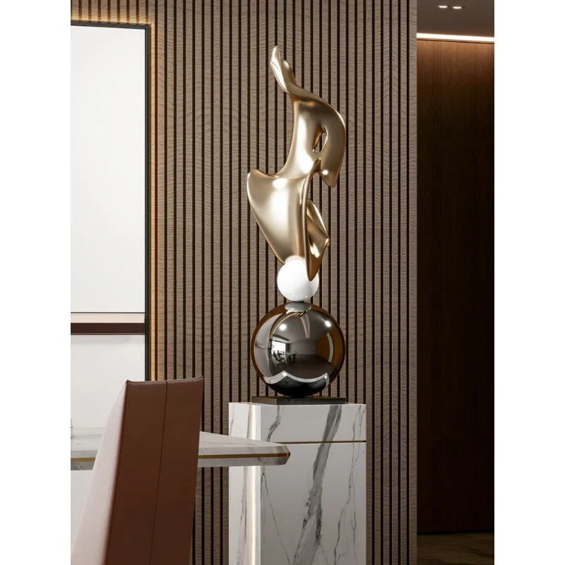 Electroplated Art Sculpture,Abstract Floor Decor,Hotel Clubhouse Room Decoration,Sample Room,Foyer Statue, Customized Ornament