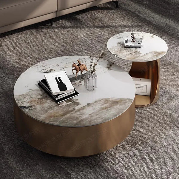 Modern Design Coffee Table Luxury Nordic Round Italian Gold Side Table Living Room Center White Meubles De Salon Home Furniture