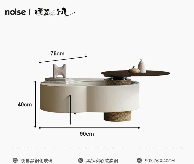 S Rotating Coffee Table Living Room Home Special-Shaped High-Grade French Special-Shaped Glass Coffee Table White
