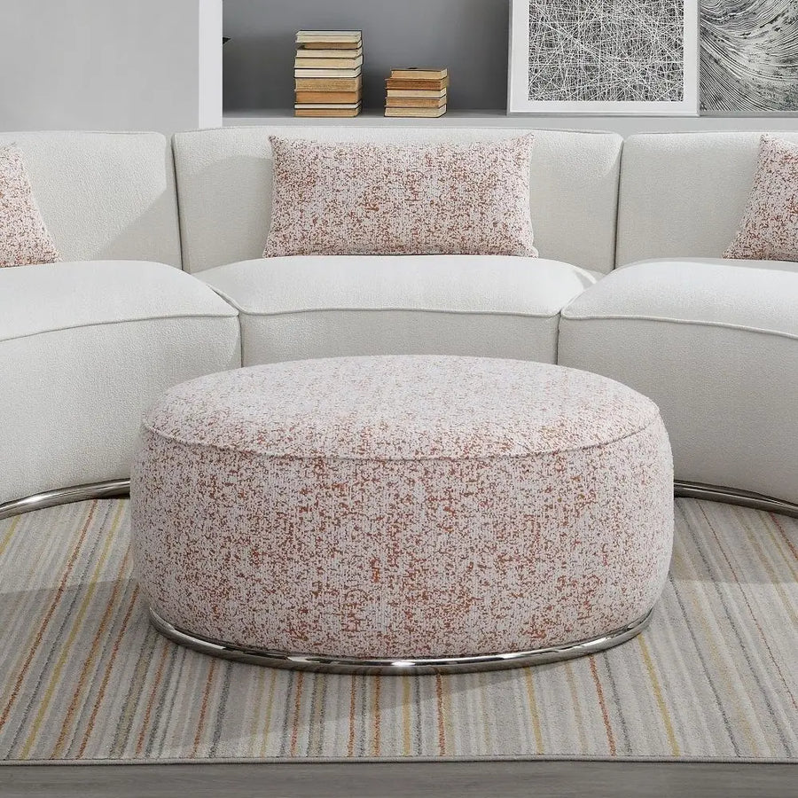 Bouclé Ottoman – Pink | Golden Home Designs Hand Selected Pink Metal Frame Ottoman Stylish Stool & Ottoman Furniture