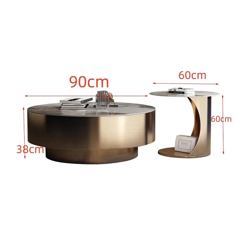 Modern Design Coffee Table Luxury Nordic Round Italian Gold Side Table Living Room Center White Meubles De Salon Home Furniture