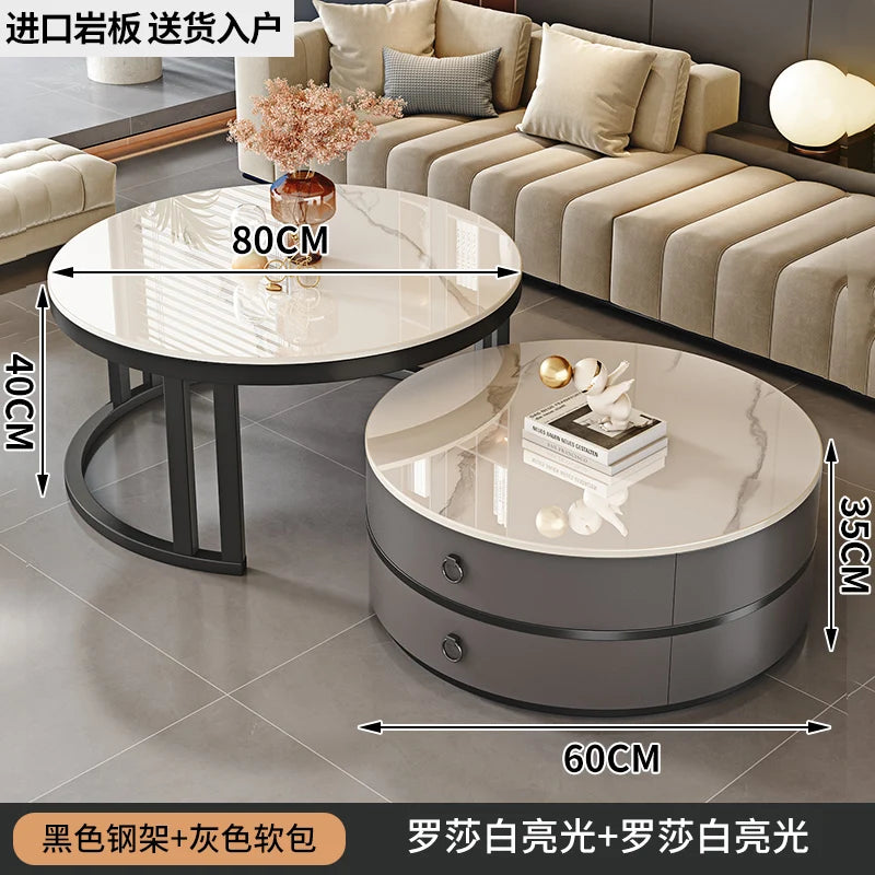 Modern Round Coffee Tables Metal Nordic Glam Minimalist Coffee Tables Simple Decor Mesa Auxiliar Salon Living Room Furniture