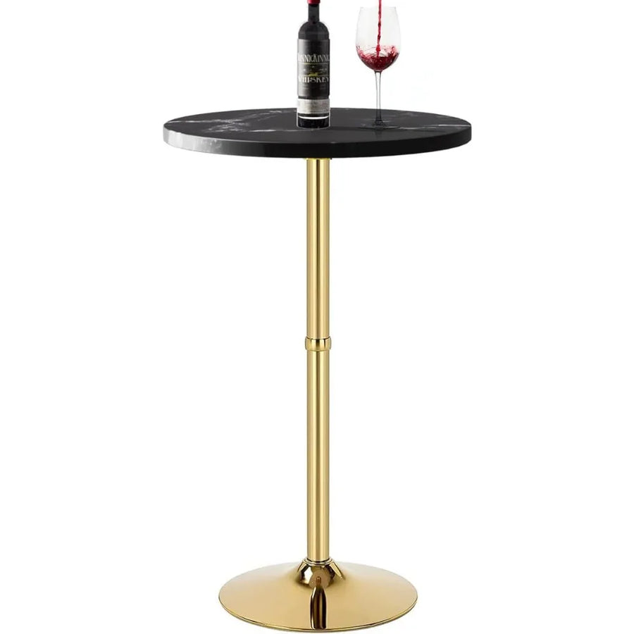 Modern Black & Gold Bar Table – 24" Round Metal Base Pub Table for Kitchen, Home Bar & Office