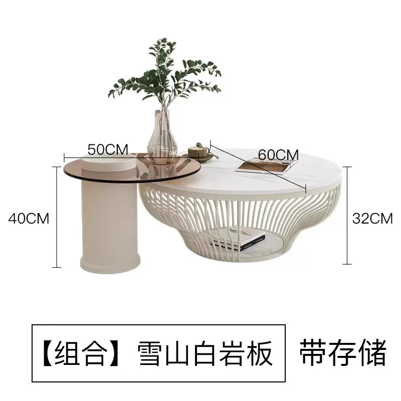 Korea Design Coffee Table Storage Simple India Bedroom White Round Coffee Table Wood Japanese Mesa Centro Salon Home Furniture