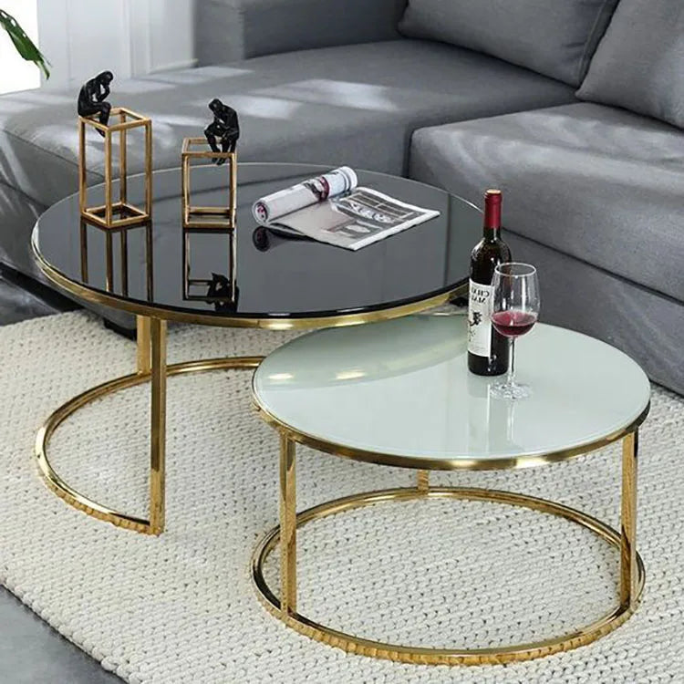 Modern Luxury Living Room Furniture Sets Metal Center Coffee Tables  Meuble De Table Basse Salon Glass Coffee Table