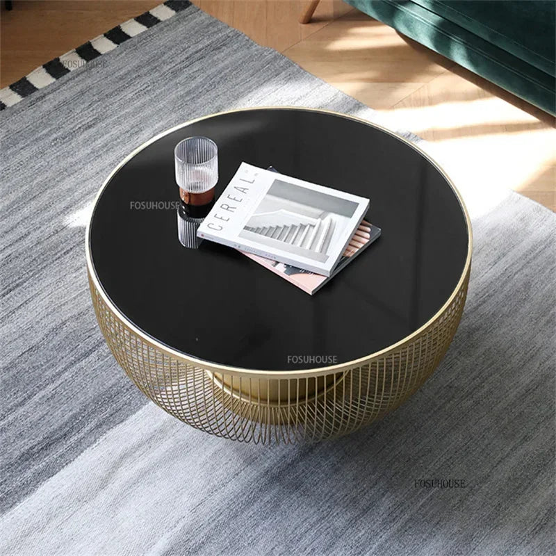 Nordic Creative Design Metal Round Coffee Table Wrought Iron Coffee Tables for Home Living Room Furniture Black Side Table