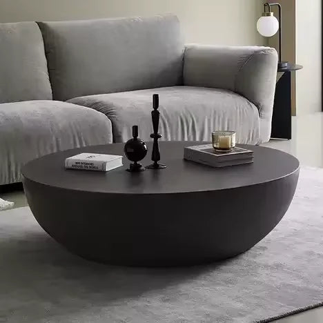 Custom Round Coffee Table Made of Cement with A Minimalist Nordic Style, Suitable for Living Rooms, Study Rooms, and Offices.