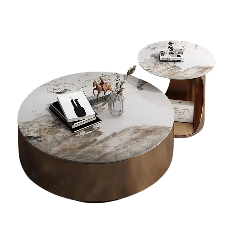Modern Design Coffee Table Luxury Nordic Round Italian Gold Side Table Living Room Center White Meubles De Salon Home Furniture
